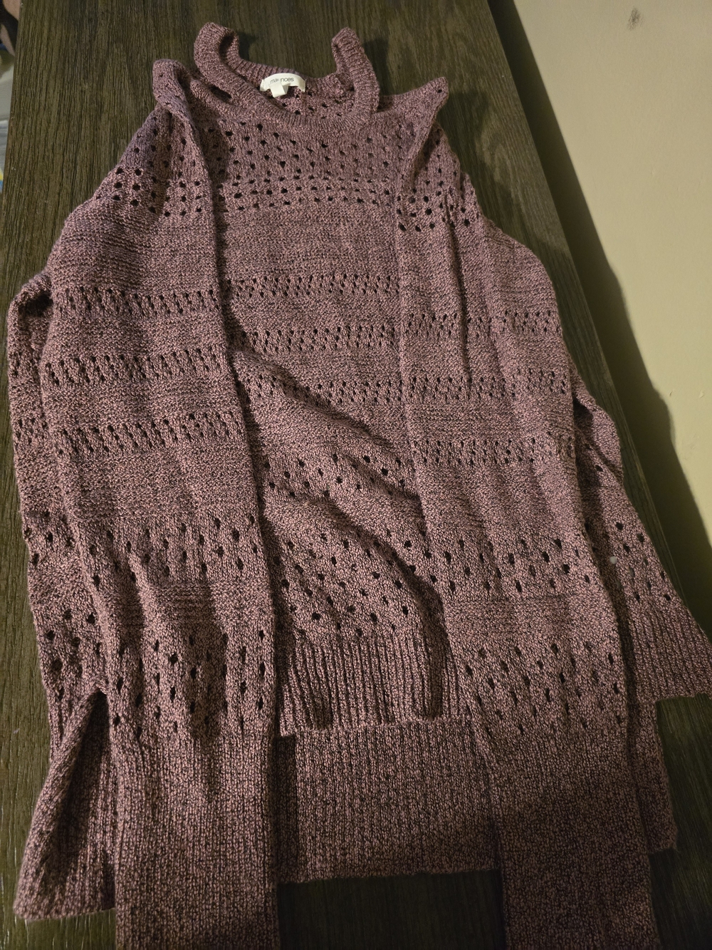 Maurices Mauve Open-Knit Long Sweater